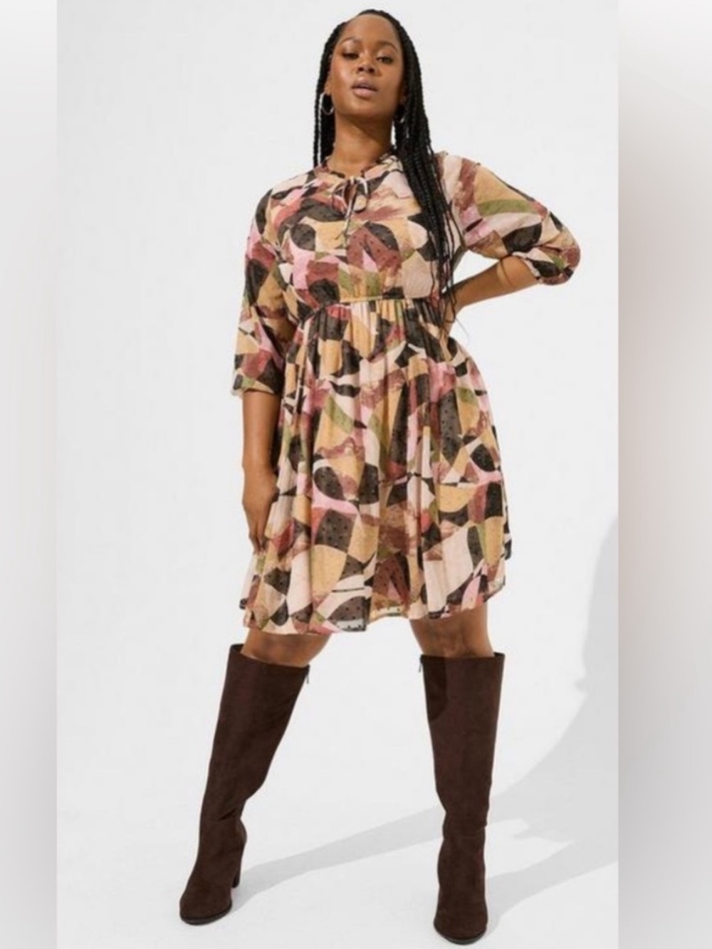 Torrid Clip-Dot Dress Abstract Geometric Print Size 3